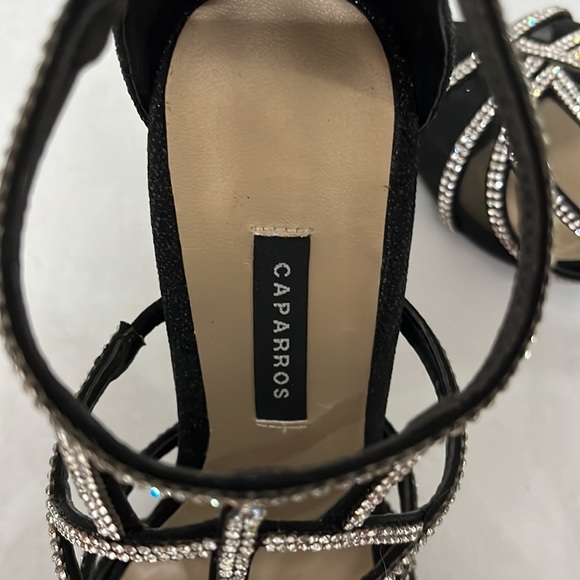 Caparros strappy heels. Rhinestone embellishments. Black. Size 6B - Picture 5 of 6